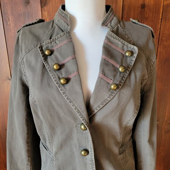 Sanctuary Surplus Gray Military Jacket Women XS-S Brass Button Epaulette Army - Picture 2 of 11
